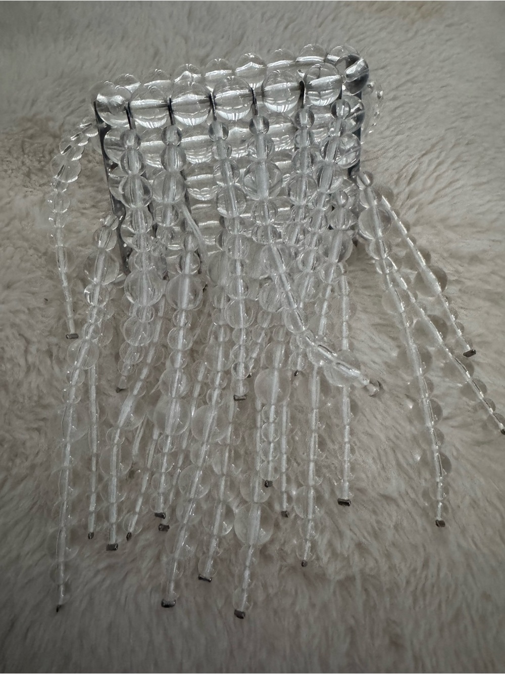 Akira Statement Clear Beaded Fringe Bracelet - Clear - Picture 4 of 5